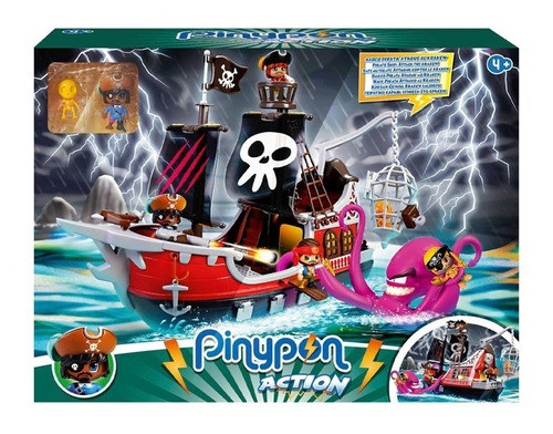 Pinypon Barco Pirata Flota En El Agua Con Kraken Y Figuras 1