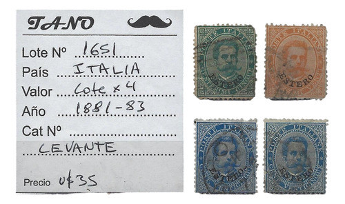 Lote1651 Italia Lote De 4 Estampillas 1881/83 Levante 0