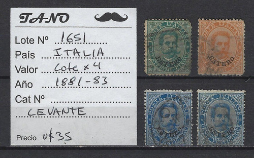 Lote1651 Italia Lote De 4 Estampillas 1881/83 Levante 1