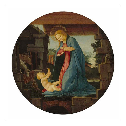 Lamina Fine Art Virgen Adorando Al Niño Botticelli 30x30 0