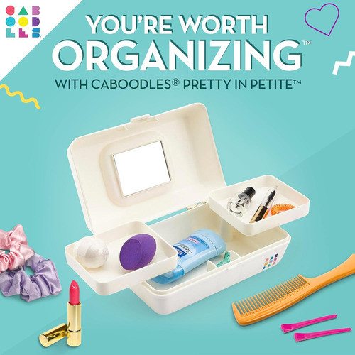 Caja De Maquillaje Pequeña, Dura, Blanca, Con Espejo De Moda 1