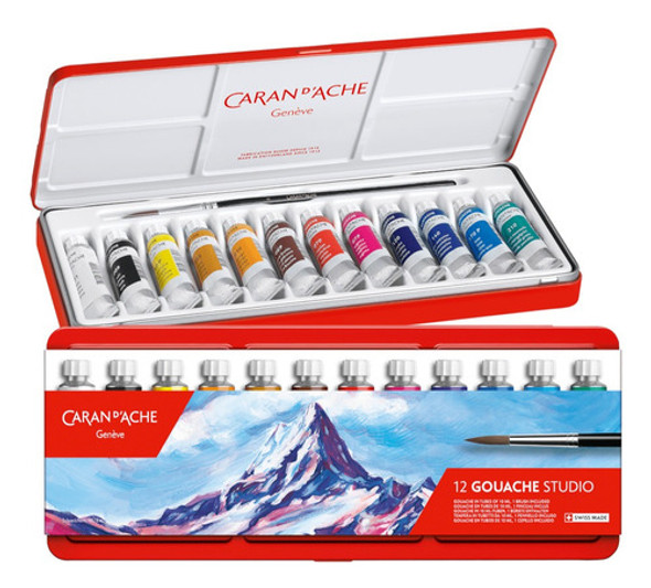 Tinta Guache Caran D'ache Studio Tubo Com 12 Cores 0