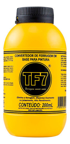 Convertedor De Ferrugem Tf7 200ml Base Para Pintura Cf Nf 0