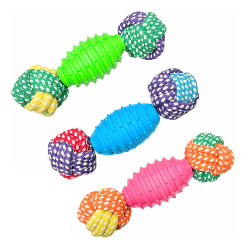 Mancuerna Soga Con Pelota Silicona Juguete Para Mascotas 0