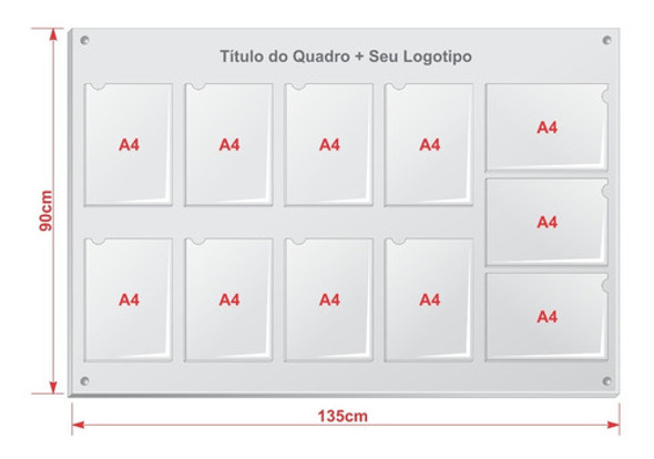 Quadro De Avisos Gestão 11 Expositores A4 (8 Vert E 3 Horiz) 0
