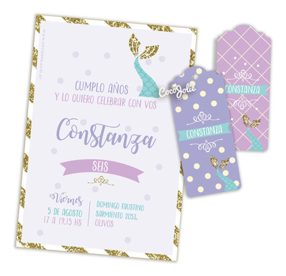 Kit Imprimible Sirenita, Glitter, Cola, Editable, Cumple 0