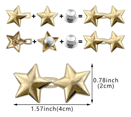 Botones Para Ajustar Pantalon/ Cintura- Estrellas (8 Pares) 1