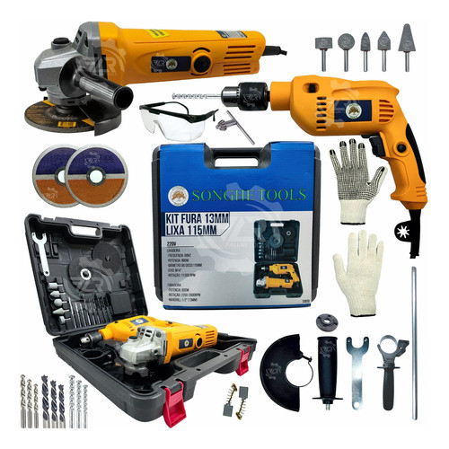 Kit Furadeira E Esmerilhadeira 800w Maleta 25peças + 3 Disco 0