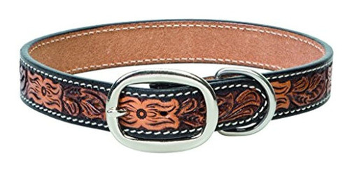 Collar De Perro De Cuero Tejido Floral 0