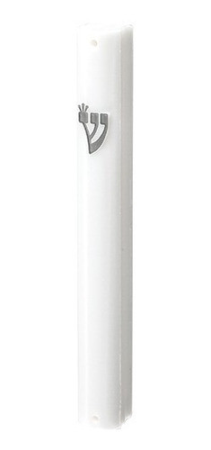Mezuza De Plastico Blanco Con Shin Dorada 10 Y 12 Cm 0