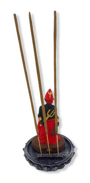 Incensario Exu Em Resina 3 Varetas Cor Vermelho Com Base Cin 1