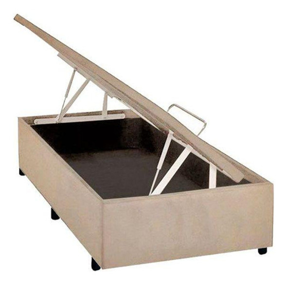 Cama Box Baú Solteiro Suede Bege (88x35)costa Rica 0