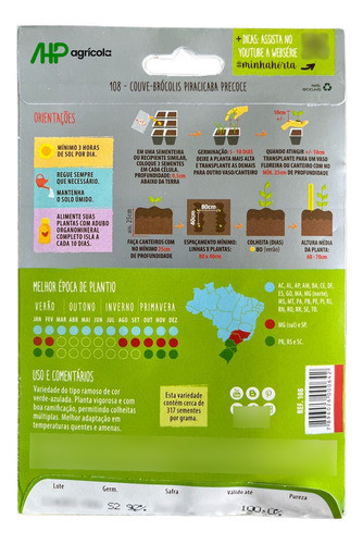 Sementes Couve Flor Brócolis Piracicaba Precoce 10g Isla 1
