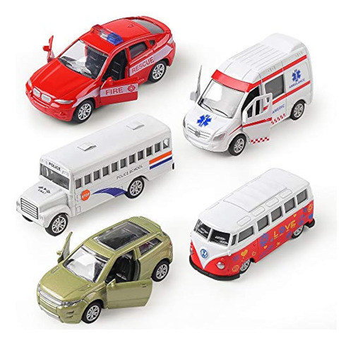 Kidami Die-seet Metal Toy Cars Conjunto De 5, Puertas Abiert 0