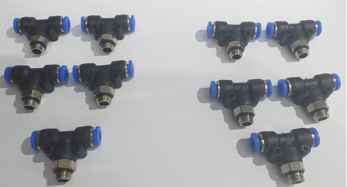 10 Conexao Pneumatica T / Tee Tubo 6mm Rosca Central 1/8 0