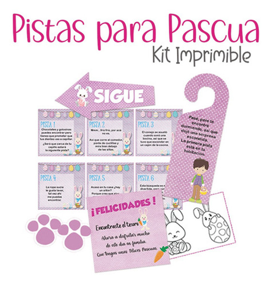 Kit Digital Pascua - Búsqueda Y Pistas X 3 Diseños + Regalo 0