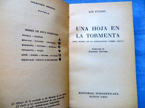 Una Hoja En La Tormenta Lin Yutang Editorial Sudamericana 1