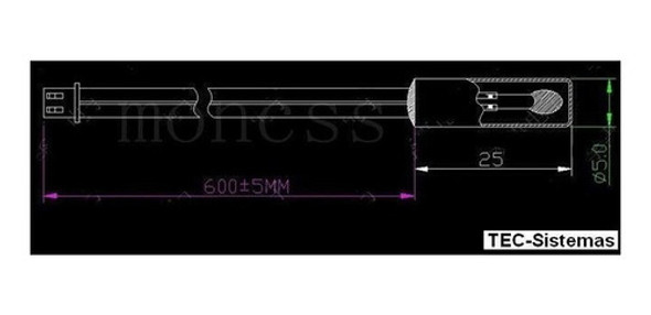 1 Termistor Ntc Mf52at 10k 3740 1% Temperatura Hermetico 3d 1