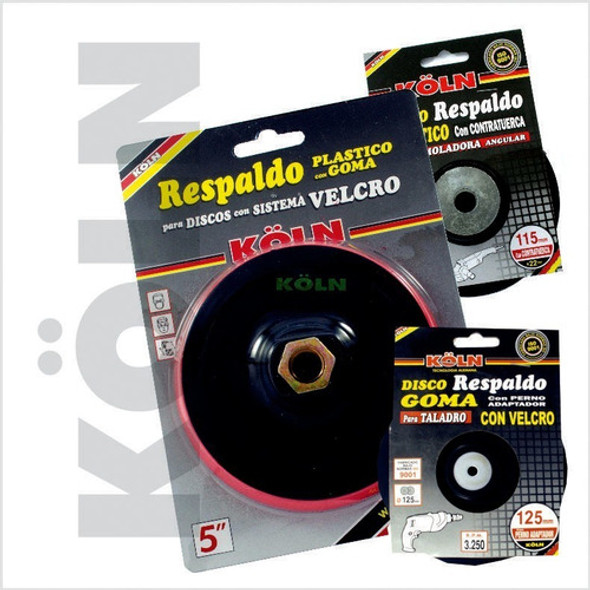 Disco Respaldo Con Velcro 5'' Amoladora Koln Plastico Goma 1