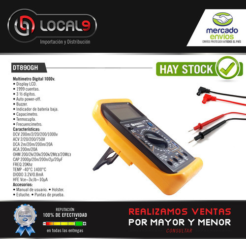 Multimetro Digital Temperatura Capacidad Frecuencia 890g 1
