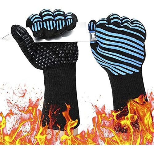 Guantes De Barbacoa En El Calor, Guantes De Cocina En El Gra 0