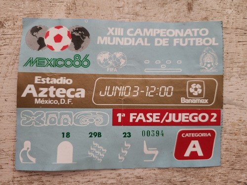 Ticket Entrada Mundial 1986 0