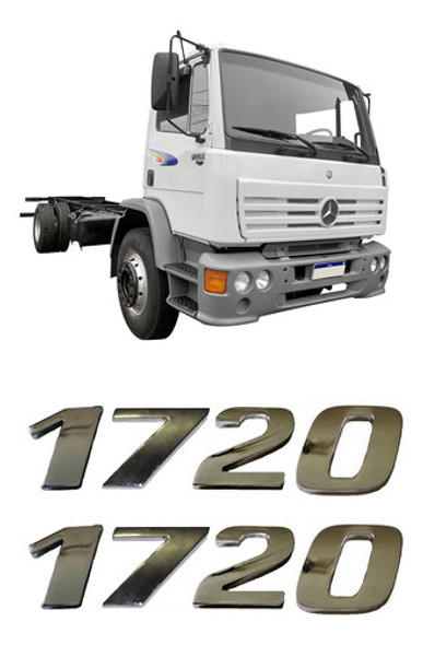 Par Emblema Caminhão Mb 1720 Adesivo Cromado Lateral (2pç) 0