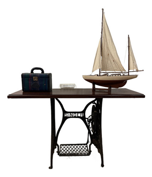 Mesa Vintage Singer Con Tapa De Madera 0