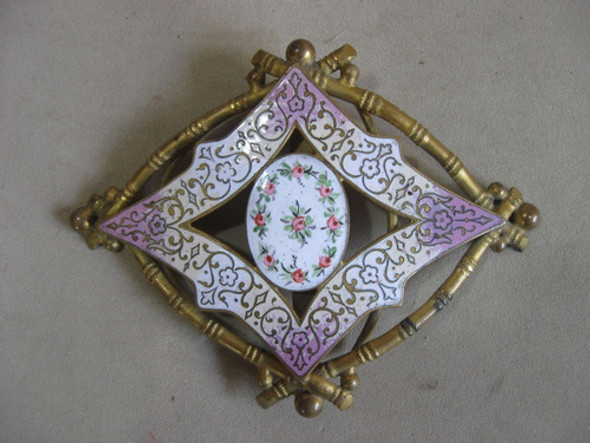 Antigua Hebilla De Metal Y Esmalte 0