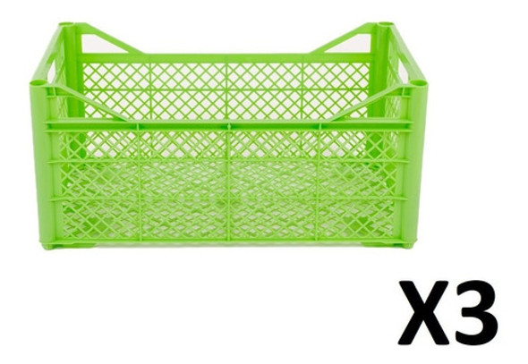 Canasto Plástico Apilable Liviano Alto Color X 3 Unidades 0