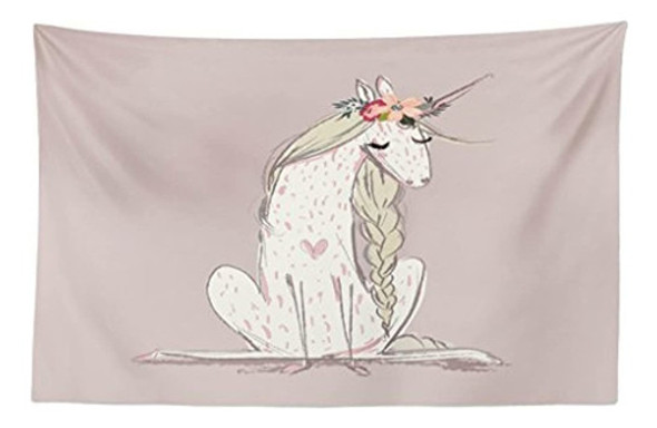 Tapiz De Unicornio Lunarable, Caballo En Tonos Pastel Con Mo 0