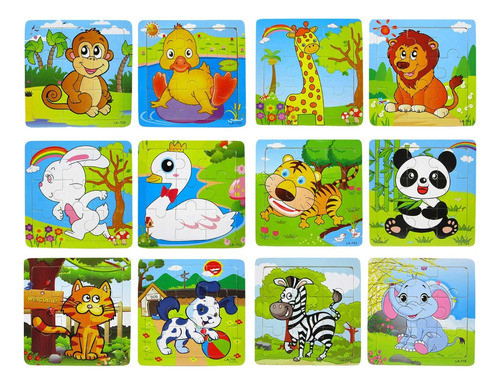 12 Puzzles De Niños De Animales Diferentes Infantiles 0
