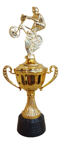 Copa Plástica Con Asas Y Alegoría Bicicross Ciclismo Trofeo 0