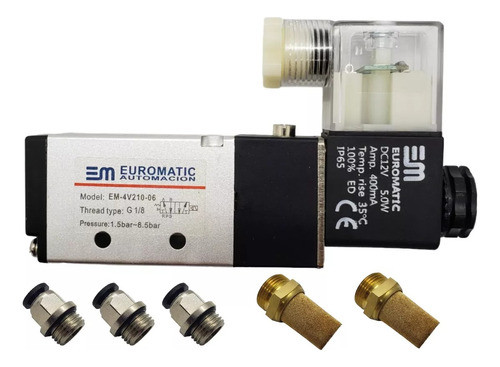 Electrovalvula Neumatica 5/2 Con Conectores Y Silenciadores 0
