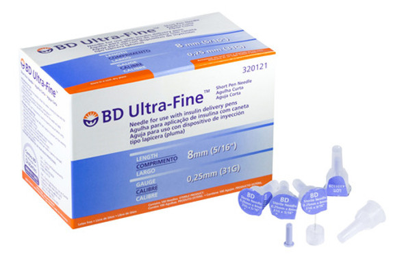 Aguja Insulina Ultra-fine 31g X 8mm  (5/16 ) Para Pen X 100u 0