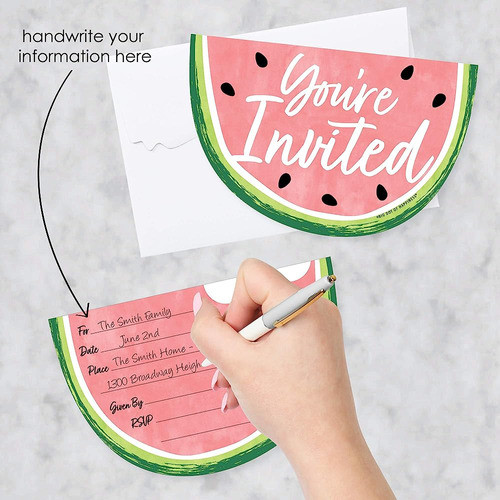Big Dot Of Happiness Sweet Watermelon - Shaped Fill-in Invit 1