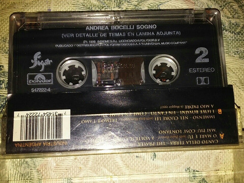 Andrea Bocelli Sogno Casette Original 1