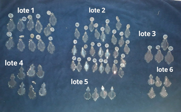 Lote De Antiguos Caireles Cristal Forma Rombo Y Flores Leer 0