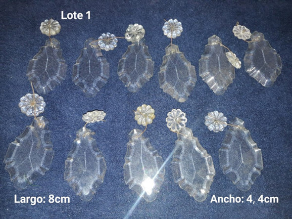 Lote De Antiguos Caireles Cristal Forma Rombo Y Flores Leer 1