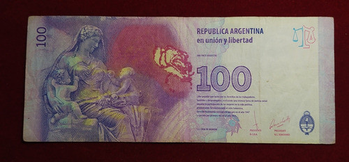 Billete 100 Pesos Evita Serie Ia Bottero 4343 A Filigrana 2 1
