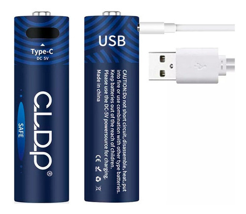 X2 Pilas Baterias Cldp Aaa Recargables Usb C  Mayor Duración 0