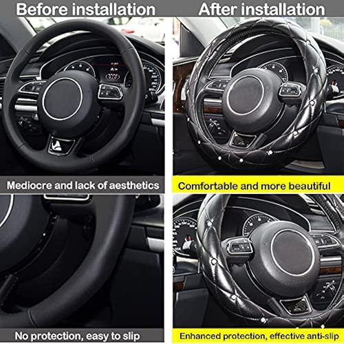Xizopucy Diamond Leather Bling Cubierta Del Volante, Protect 1