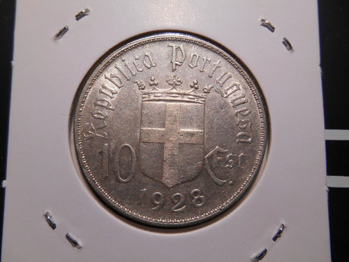 Moeda 10 Escudos 1928 Portugal Ourique Prata Sob. / F.cunho 1