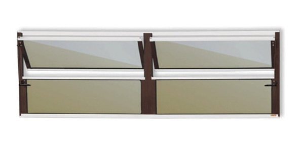 Janela De Alumínio Basculante 2 Seções 40x150cm Vidro Wt 0