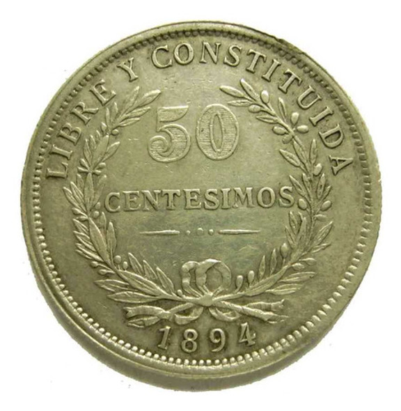 Uruguay Antigua Moneda 50 Cents. 1894 Plata Impecable Estado 0