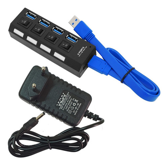 Hub Usb 3.0 Hi-speed 4 Portas Com Fonte 5 Gbps Hd 1tb 0