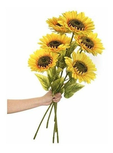 Girasoles Artificiales De Seda Con Tallo 16cm X 60m -6flores 0