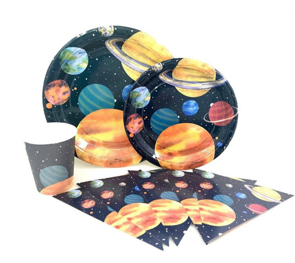 Set Galaxia, Platos, Vasos Y Banderin - Cotillon -decoración 0