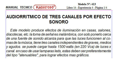 Plaqueta Sin Componentes Mod. 413 Audiorritmico De 3 Can. 1