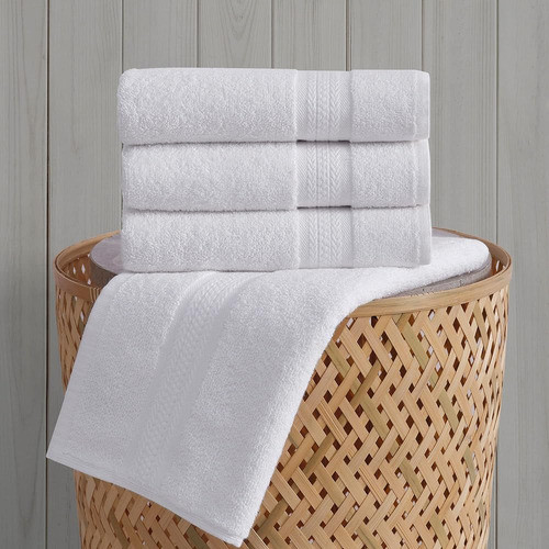 Regal Ruby Quick-dry 4 Pieces White Hand Towels - Set De Rop 1